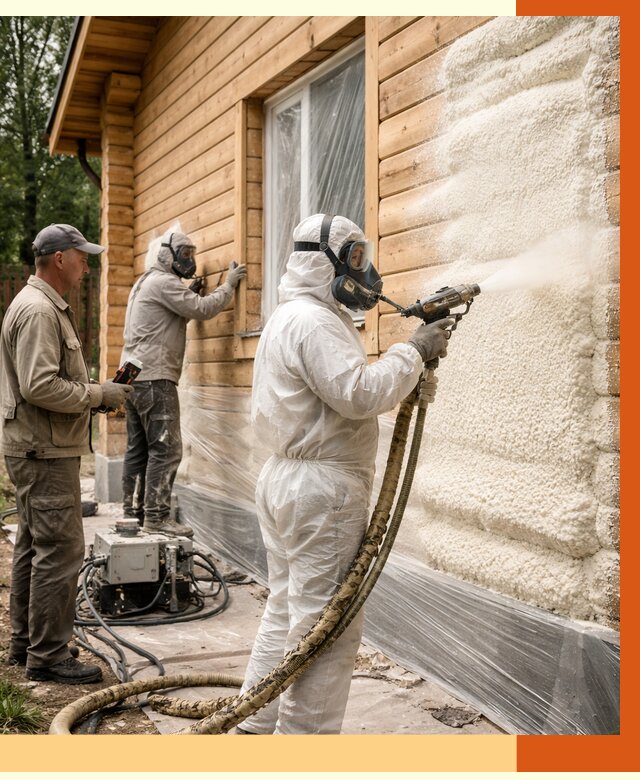 Утепление дома из бруса ППУ в Сосновоборске от 3983 руб/м2 под ключ | ТепломастерСсб