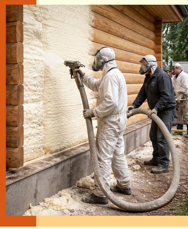 Утепление дома из бруса пенополиуретаном в Сосновоборске