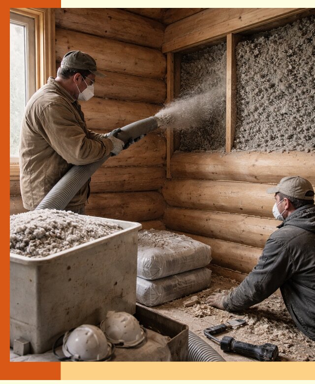 Утепление дома из бруса эковатой в Сосновоборске