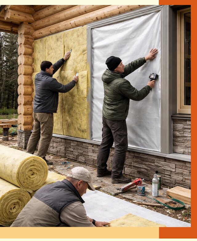 Утепление бревенчатого дома в Сосновоборске от 7914 руб/м2 — заказать под ключ | ТепломастерСсб