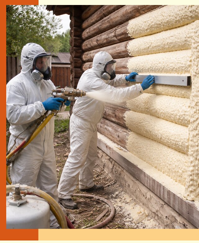 Утепление бревенчатого дома ППУ в Сосновоборске эффективной изоляцией