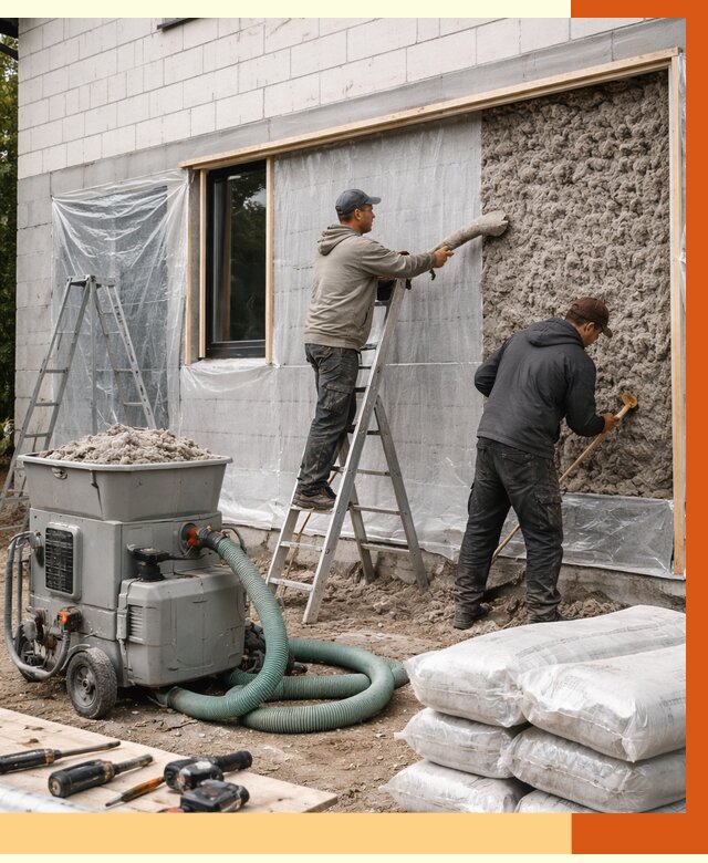 Утепление дома из газобетона эковатой в Сосновоборске от 4655 руб./м2 | ТепломастерСсб