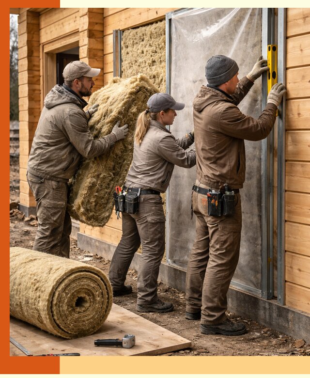 Утепление дома из двойного бруса в Сосновоборске качественно и надёжно