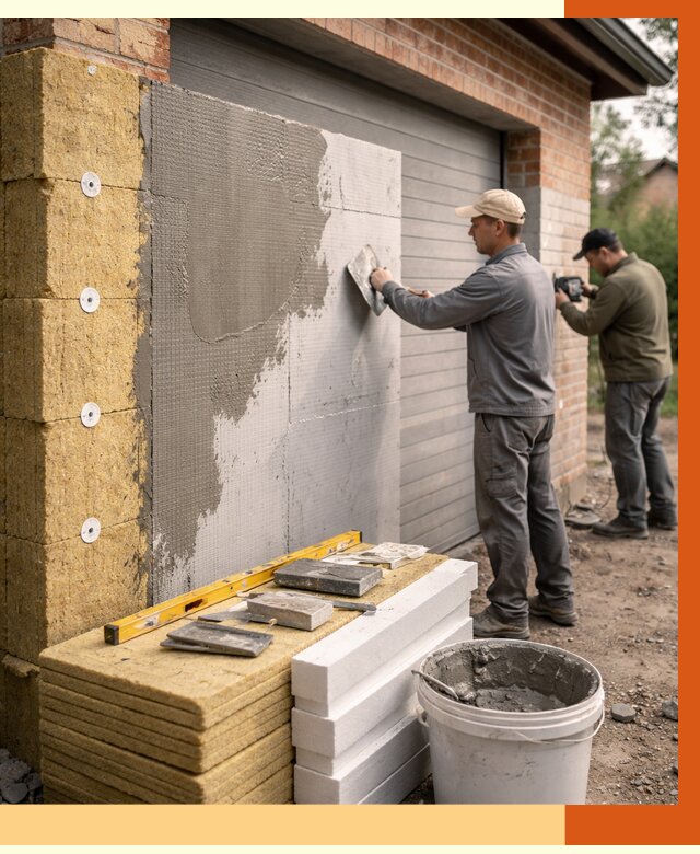 Утепление гаража снаружи в Сосновоборске от 4345 руб. за м2 — наружное утепление под ключ | ТепломастерСсб