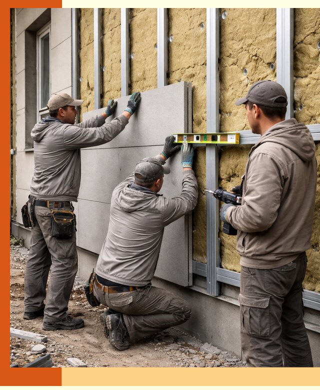 Утепление вентилируемого фасада под ключ в Сосновоборске