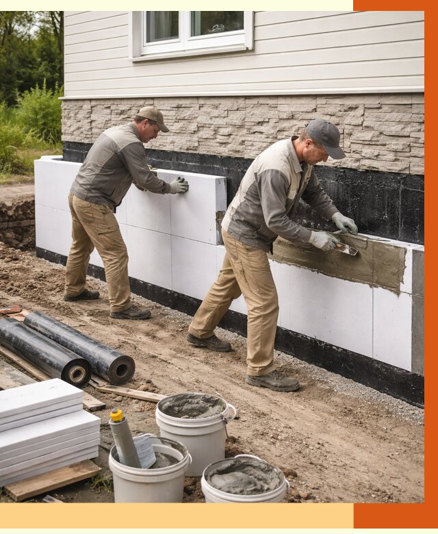 Утепление фундамента снаружи в Сосновоборске от 4345 руб. за м² | ТепломастерСсб