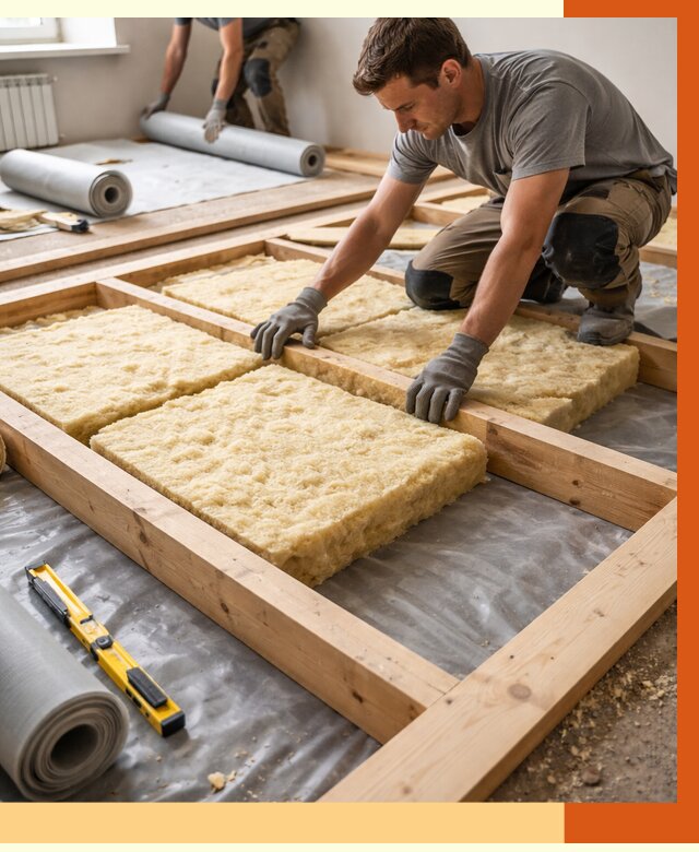 Утепление деревянного пола в Сосновоборске от 1552 руб./м2 под ключ | ТепломастерСсб