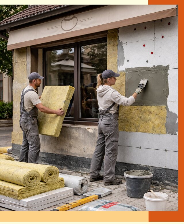 Утепление кафе в Сосновоборске от 4345 руб/м2 — комплексно под ключ | ТепломастерСсб