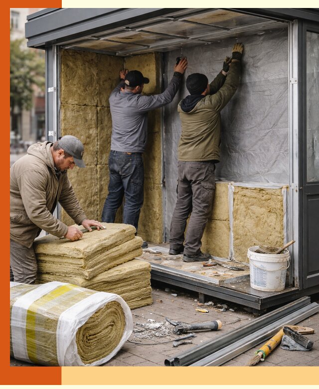 Утепление павильона шаурмы под ключ в Сосновоборске