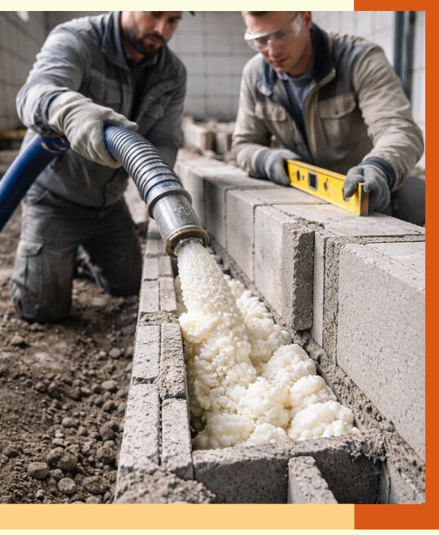Заполнение колодцевой кладки ППУ в Сосновоборске от 4345 руб. за м2 | ТепломастерСсб