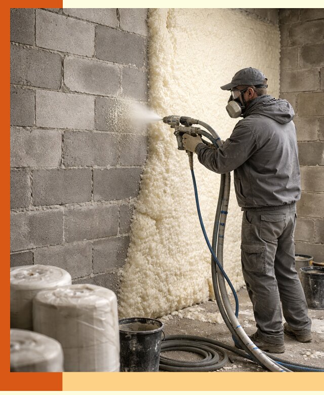 Утепление блочной стены ППУ в Сосновоборске качественно и надёжно