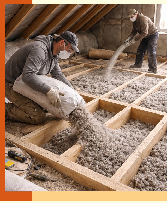 Заполнение полостей чердачного перекрытия в Сосновоборске качественно и надёжно