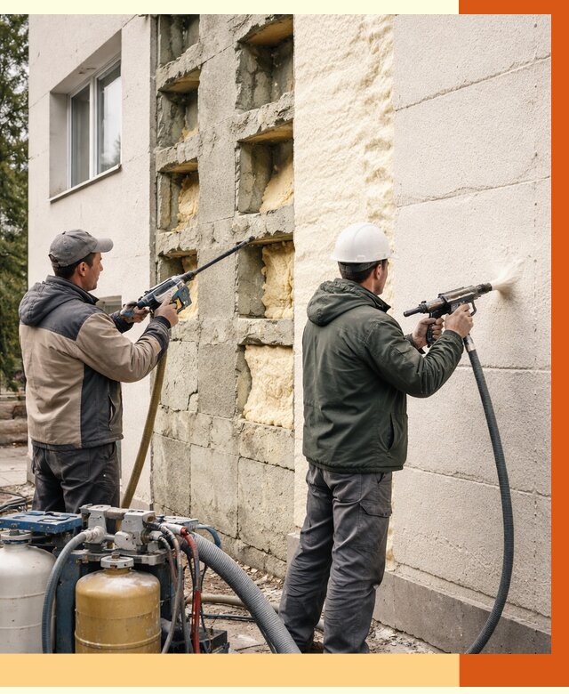 Заполнение пустот фасада в Сосновоборске от 4655 руб. — утепление пустот облицовки | ТепломастерСсб