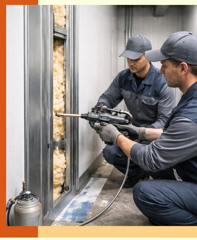 Заполнение пустот холодильных панелей в Сосновоборске специализированной пеной