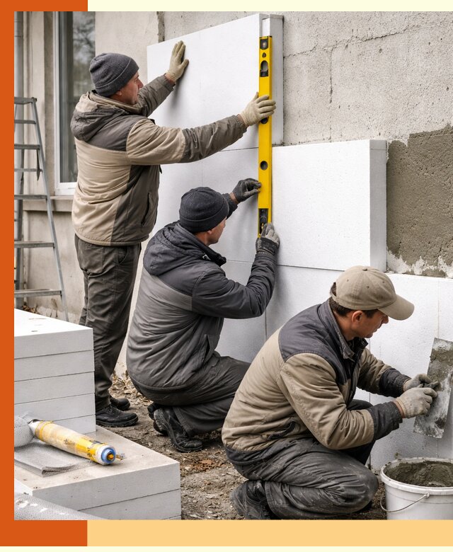 Утепление пенопластом наружных стен и фасадов в Сосновоборске