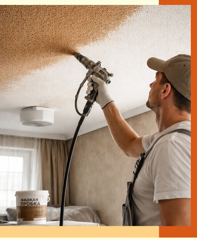 Утепление потолка жидкой пробкой в Сосновоборске от 3621 руб. | ТепломастерСсб