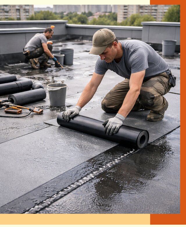 Гидроизоляция плоской кровли в Сосновоборске от 4655 руб./м2 — профессионально | ТепломастерСсб