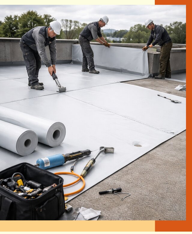 Гидроизоляция мембранной кровли в Сосновоборске от 7759 руб./м² — профессионально | ТепломастерСсб